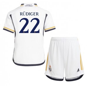 Real Madrid Antonio Rudiger #22 Koszulka Podstawowych Dziecięca 2023-24 Krótki Rękaw (+ Krótkie spodenki)